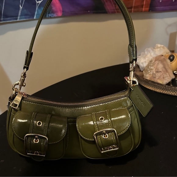 Coach Olive Green Shoulder Crossbody Bag with Big Buckle Details. NWT. SALE!!!! - Picture 3 of 12
